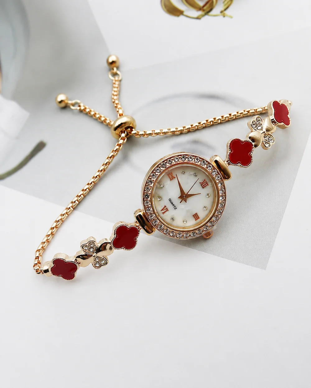 The Monarch Alloy and Stainless Steel Clover Bracelet Watch